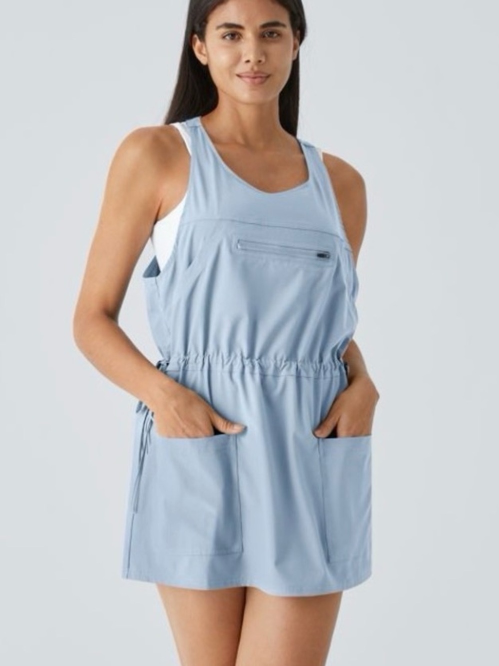 Halara Breezeful backless active hiking dress light blue color L